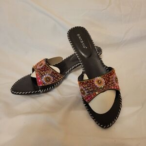 Beaded embellished slip on sandle with low heel NEW never worn